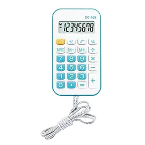 Calculatrice de poche Mini petit portable pour les étudiants fournitures de bureau scolaires avec corde bleu