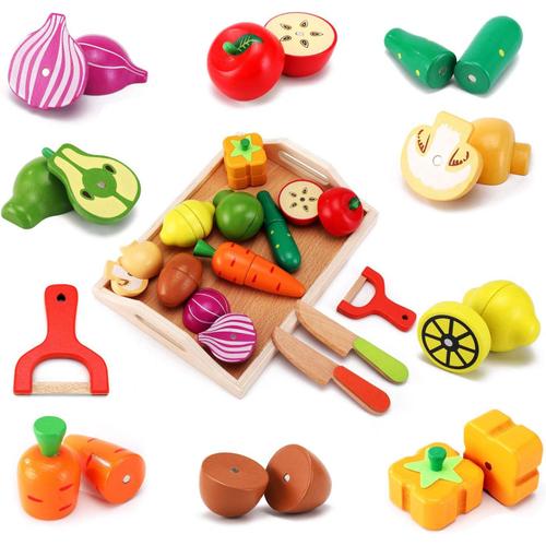 Gdrhvfd | Jouet En Bois Montessori Cuisine En Bois Nourriture Pour Enfants - Aliments Bois Fruit Et Légumes Jouets, Jouets Enfants Cadeau