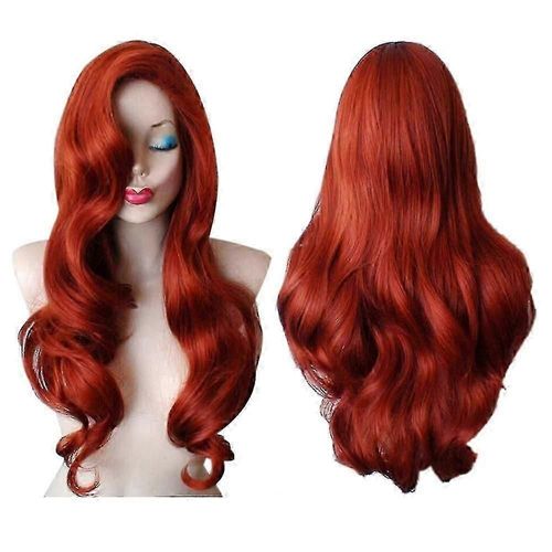 Jessica Rabbit Wig Adult Carnival Cosplay Synthétique Longue Perruques Ondulées Postiche