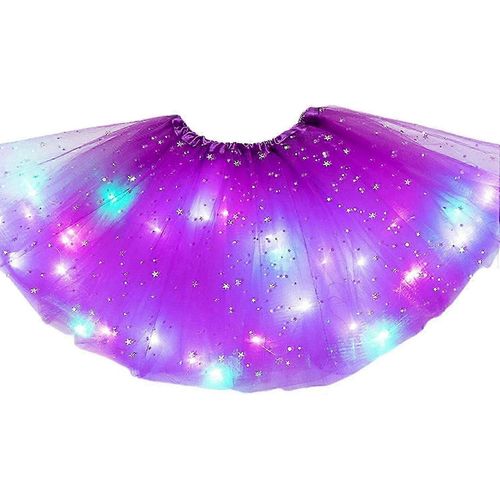 Jupe Tutu Fille Avec Lumières Led Jupe Enfant Jupe Tutu Tulle Classique (Violet)