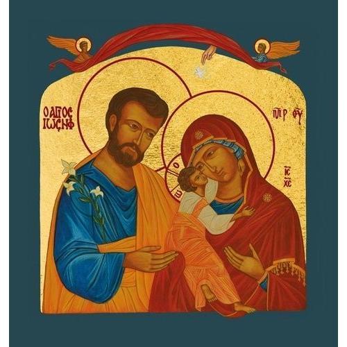 La Sainte Famille "Amour Et Paix" - Icône Dorée À La Feuille 11.8x11.8 Cm - 594.63
