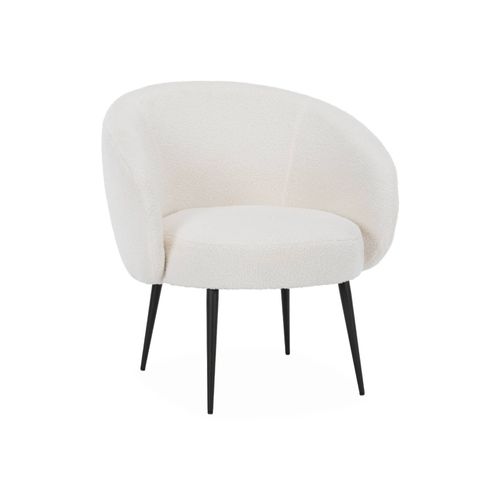 Fauteuil Cosy Rond En Bouclette Crème. Hima. L 74 X P 72 X H 80.5cm