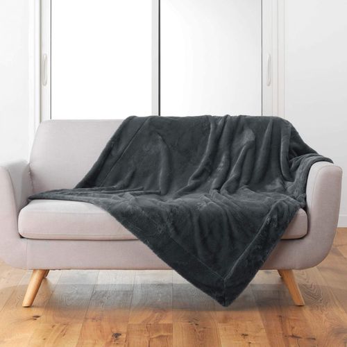 Plaid 125x150 Cm - Imitation Fourrure - Anthracite Anthracite