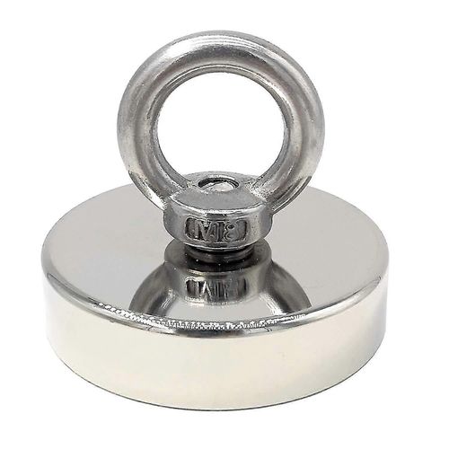 Aimant en néodyme super fort 120 kg - Aimants puissants - Idéal pour la pêche magnétique - 60 mm avec ?illet en néodyme