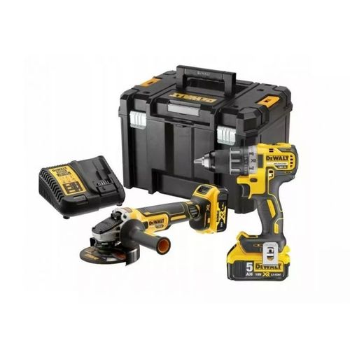 Pack2 outils 18 V XR (DCD791/DCG405) + 2 batteries 5 Ah + chargeur + coffret T-STAK DEWALT DCK2020P2T