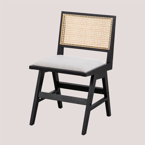 Pack De 4 Chaises De Salle À Manger En Rotin Et Rembourrées Lali Noir Uni