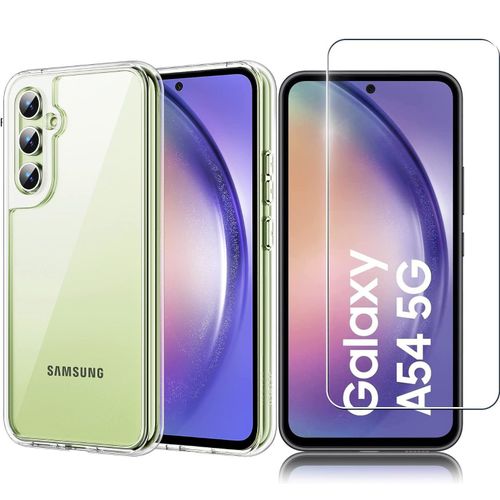 Coque Transparente Pour Samsung Galaxy A54 5g (6,4") Et Verre Trempé Film Protection Ecran Little Boutik®