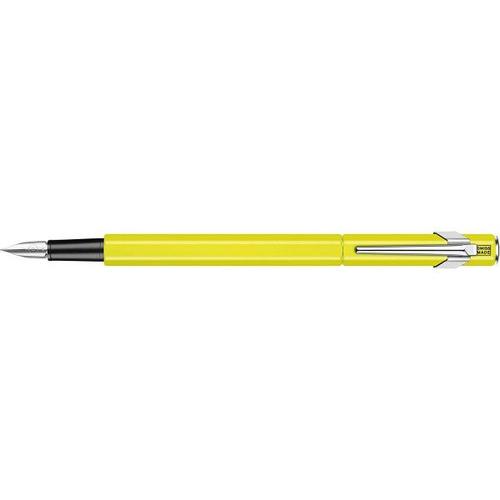 Stylo Plume - Jaune Fluo - Métal - Plume Moyenne - Rechargeable - Caran D'ache - 849