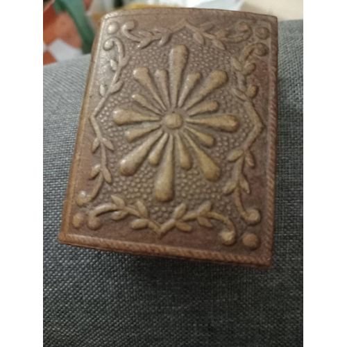 Ancienne Porte Boite D Allumettes En Cuir
