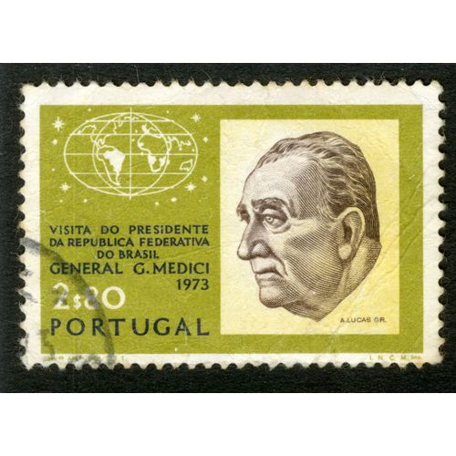 Timbre Oblitéré Portugal, Visita Do Presidente Da Republica Federativa Do Brasil General G.Medici 1973, 2s80
