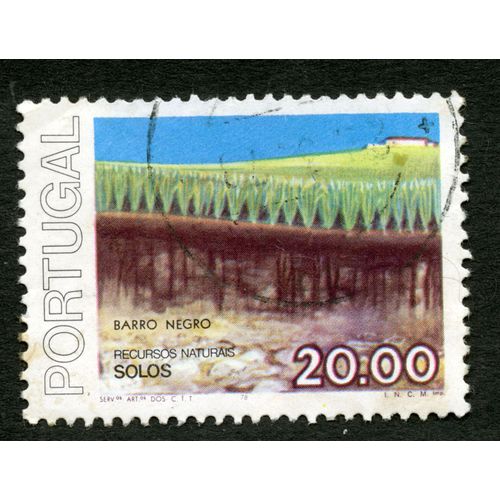 Timbre Oblitéré Portugal, Barro Negro, Recursos Naturais, Solos, 20.00