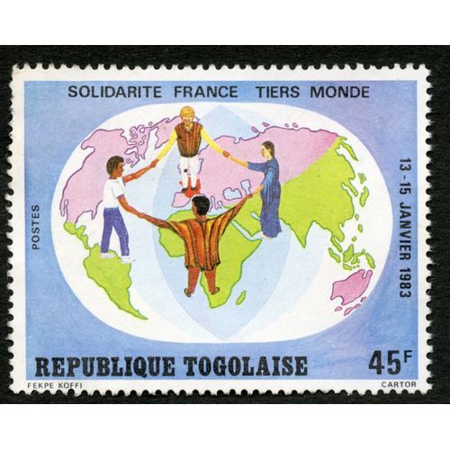 Timbre Non Oblitéré République Togolaise, Solidarité France Tiers Monde, 13 - 15 Janvier 1983, Postes, 45 F