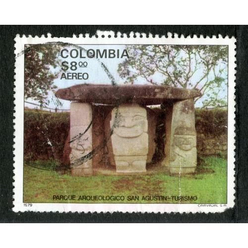 Timbre Oblitéré Colombia, Parque Arqueologico San Agustin-Turismo, S 8.. Aereo, 1979