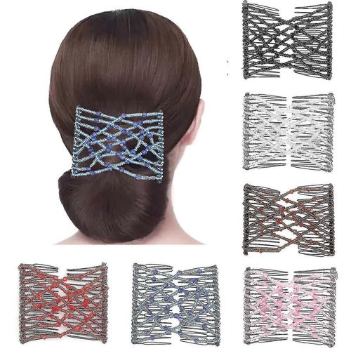 6 Pcs Stretch Beaded Hair Peigns Elastic Pearls Hair Clips Stretchy Hair Épingles À Cheveux