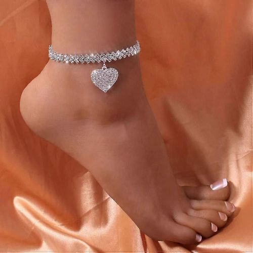 Double Couche Beach Star Butterfly Crystal Anklet Silver Anklet Love Summer Foot Jewelry Girls Accessories