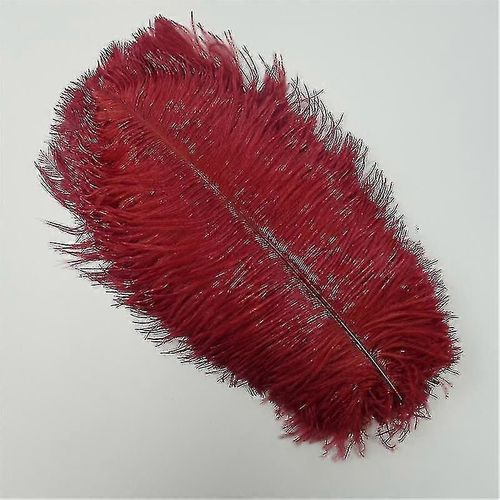 10pcs Plumes D¿Autruche Colorées Pour L¿Artisanat Accessoires De Décoration De Mariage Vin Rouge 30-35cm 12-14inch)