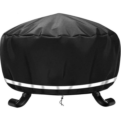 Housse de brasero de barbecue ronde imperméable à l¿eau, coupe-vent, résistante aux UV, résistante à la déchirure, couverture de foyer de barbecue en tissu Oxford 600d, (77x31cm) - noir