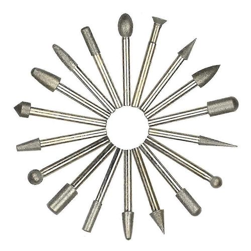 20pcs Diamond Burs, Rotary Grit Diamond (foret / Head / Diamond Tip) avec tige, Diamond Burr Bits Drill Glass Metal Gemstone (meulage, Poli