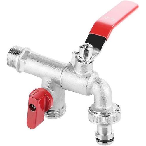 Robinet d¿eau à 90 degrés Double valve 1/2 « Robinet en laiton pour machine à laver le jardin extérieur