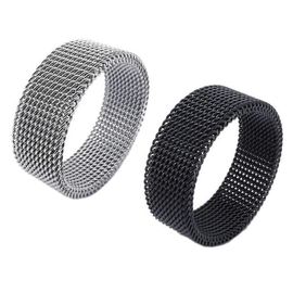 Bijoux Bague Homme, Bague Femme, Acier Inoxydable, Tamis Flexible Mes