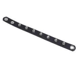 Press Stud Buckle Spike Studs Décor Noir Faux Cuir Bracelet