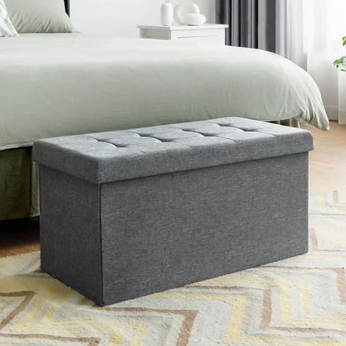 Costway Banc De Rangement 115l - Coffre 80 X 38x 38 Cm, Capacité De Charge 160 Kg, En Tissu Oxford Pour Chambre, Entrée Gris Foncé
