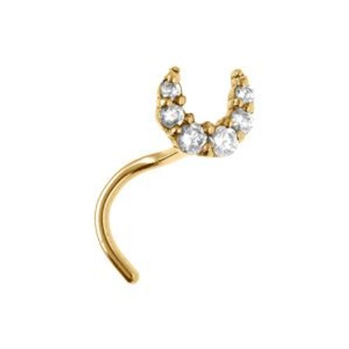 Piercing Acier Doré Nez Demi Lune Oxydes Blancs