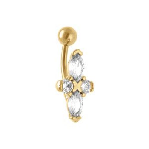 Piercing Acier Nombril Croix Oxydes Blancs