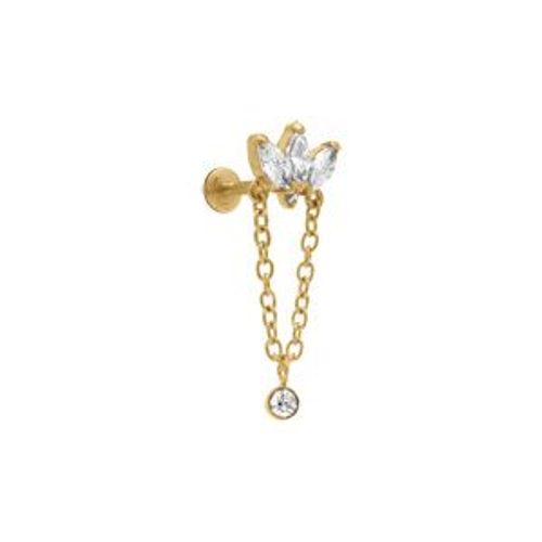 Piercing Acier Doré Oreille Helix Oxydes Blancs