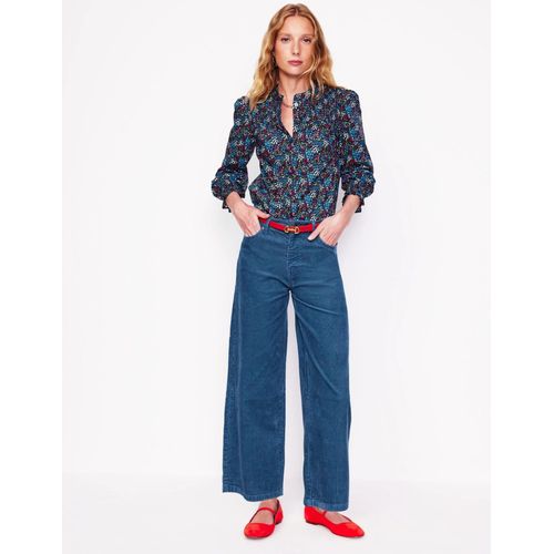 Jean Court En Velours Côtelé À 5 Poches-Bleu Denim