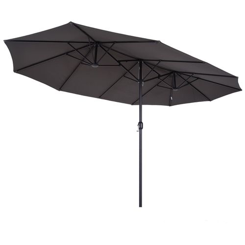 Parasol De Jardin Xxl Parasol Grande Taille 4,6l X 2,7l X 2,4h M Ouverture Fermeture Manivelle Acier Polyester Haute Densit? Gris