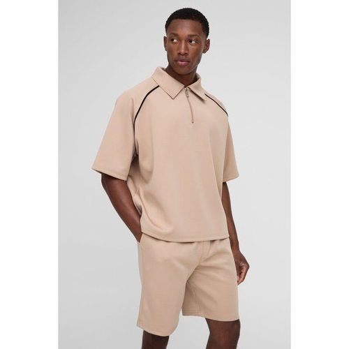 Ensemble Oversize À Manches Raglan Avec Polo Et Short Homme - Taupe - L, Taupe