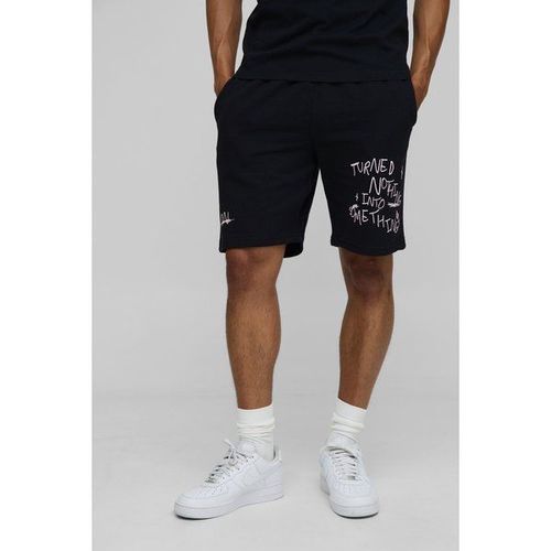 Short Droit En Jersey À Imprimé Graffiti - Man Homme - Noir - Xs, Noir