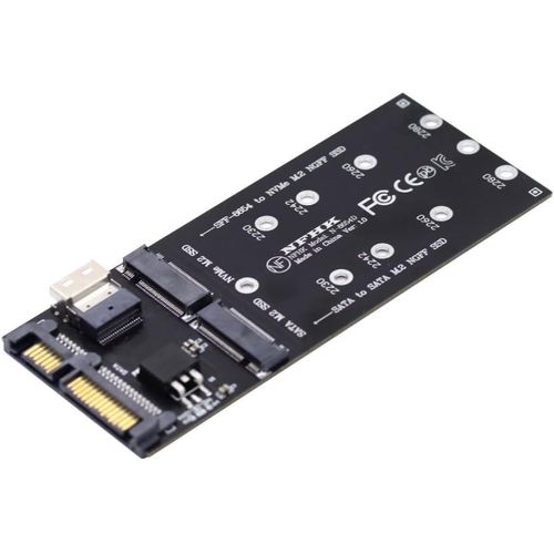 Adaptateur combo M.2 NVME PCIE SSD vers SFF-8654 et NGFF SATA SSD vers SATA 2 en 1 pour carte mère (ne fonctionne pas SSD NVEM vers SATA)