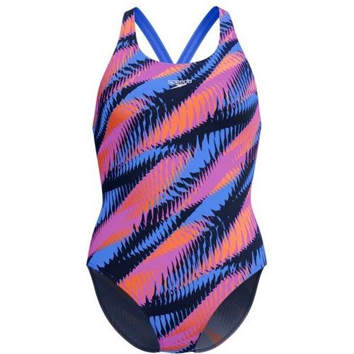 Women's Allover Digital Powerback Maillot De Bain Taille 44, Bleu