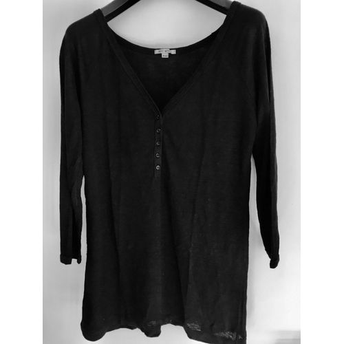 Tee-Shirt Petit Bateau Long En Lin Noir Taille 18 Ans