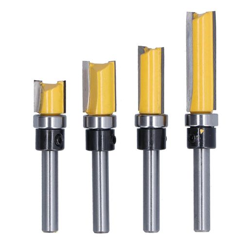 4Pcs Garniture Charnière Routeur Bit Rond Argent Jaune 1/4 po Tige Affleurante Garnitures Tenon Cutter