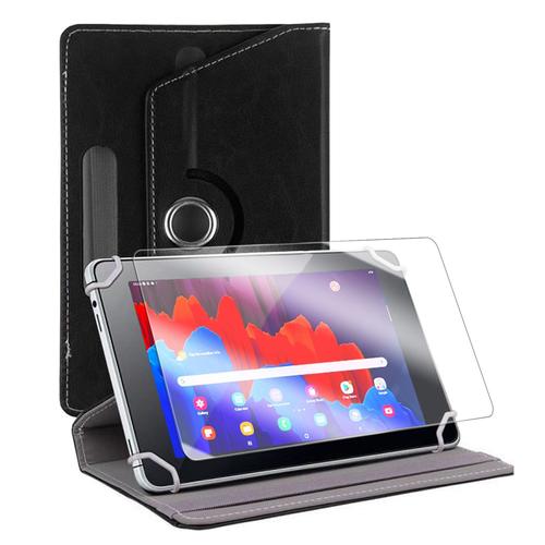 Etui Rotatif En Simili Cuir + Verre Trempé Pour Tablette Samsung Galaxy Tab A6 10.1" (2016) - Noir -Visiodirect