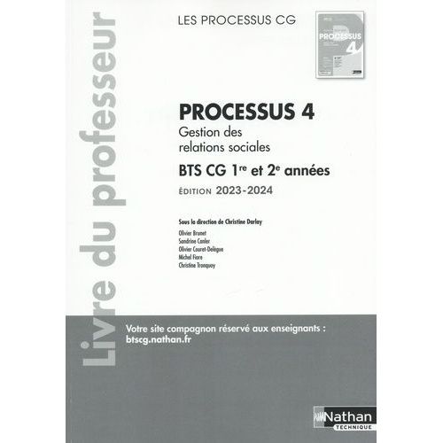 Processus 4 Gestion Des Relations Sociales Bts Cg 1re Et 2e Années - Livre Du Professeur