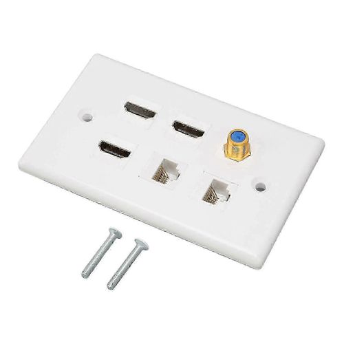 Plaque murale d¿interface multimédia HD 6 ports TV F Head CAT6 Plaque murale AV réseau pour la maison