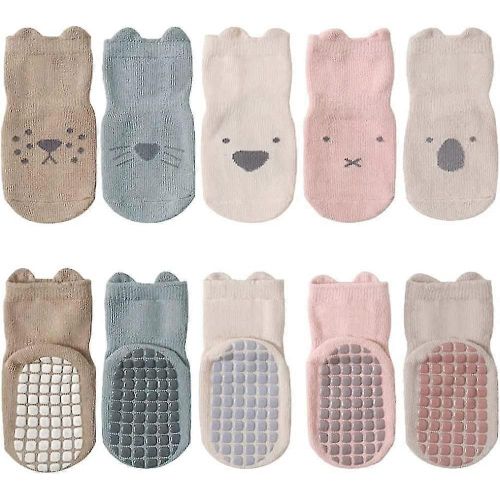 Chaussettes Antidérapantes En Coton Pour Bébés Enfants - Animaux (5 Paires)