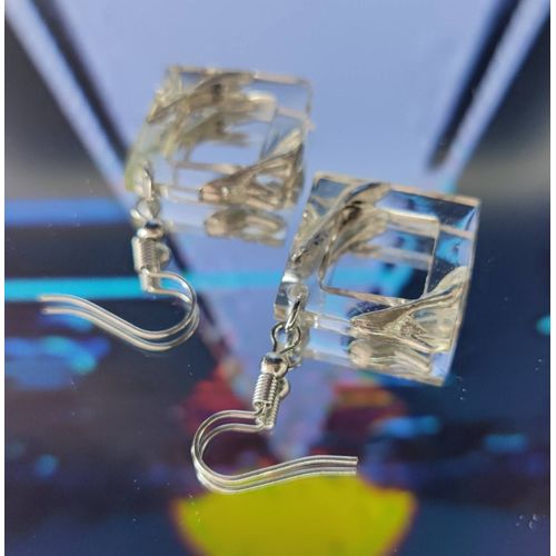 Boucles D'oreilles Époxy Transparent Et Chaussures Métal