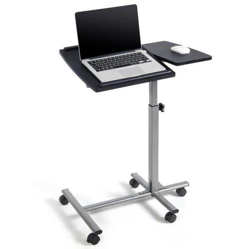 Costway Table De Lit Portable À 5 Roulette Pivotante 60x40x71-91,5cm Hauteur Réglable Avec Support De Souris Plateau Inclinable 45°