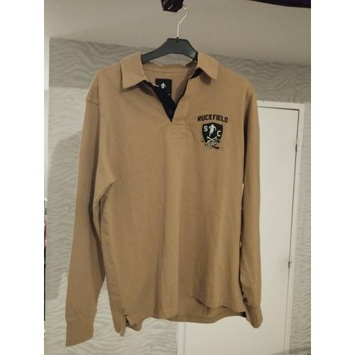 Polo Beige Taille L Manches Longues, Ruckfield, Chabal, Rugby