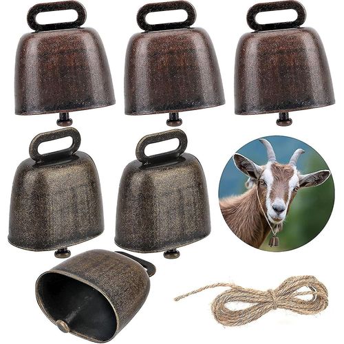 6 Pièces Cloche De Vache, Cloches De Vache De Mouton Cloches De Pâturage, Cloches De Cuivre Cloche De Bétail Cloche En Bronze, Pour Antivol Accessoires De Ferme Animale Caprine