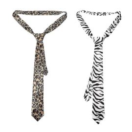 Lot De 2 Cravates Homme Imprimé Animal Cool Guépard Léopard Zèbre Cravate-Bon