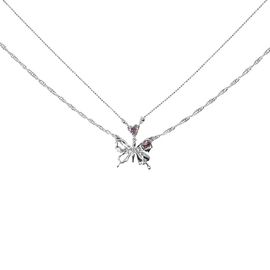 Cristal Métal Argent Couleur Multicouche Collier Pour Femmes Bijoux Cadeau