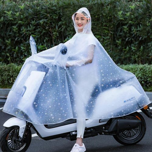 Moto Imperméable Cyclisme Pluie Poncho Imperméable Scooter Capes De Pluie Pour Les Hommes Femmesflocon De Neige Blanc Avec Rétroréflecteur 3xl Épaissir
