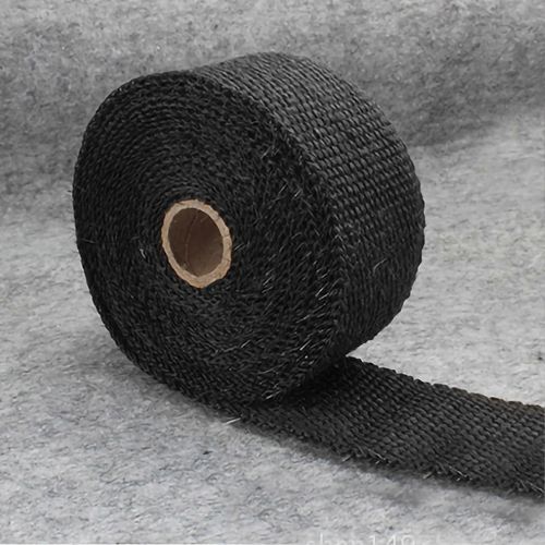 Rouleau d¿emballage thermique d¿échappement Ruban d¿isolation acoustique de tuyau d¿échappement résistant aux hautes températures pour moto5mmx50mmx5m / 0.2inx2inx5.5yd Noir