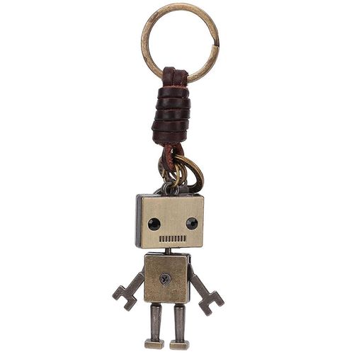 Personnalité Mignon Robot Porte-Clés Handwoven Faux Cuir De Vache Sangle Porte-Clés Décoration Cadeau